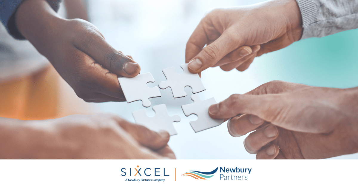 Puzzle pieces connecting as Newbury Partners acquires Sixcel to enhance staffing consulting capabilities