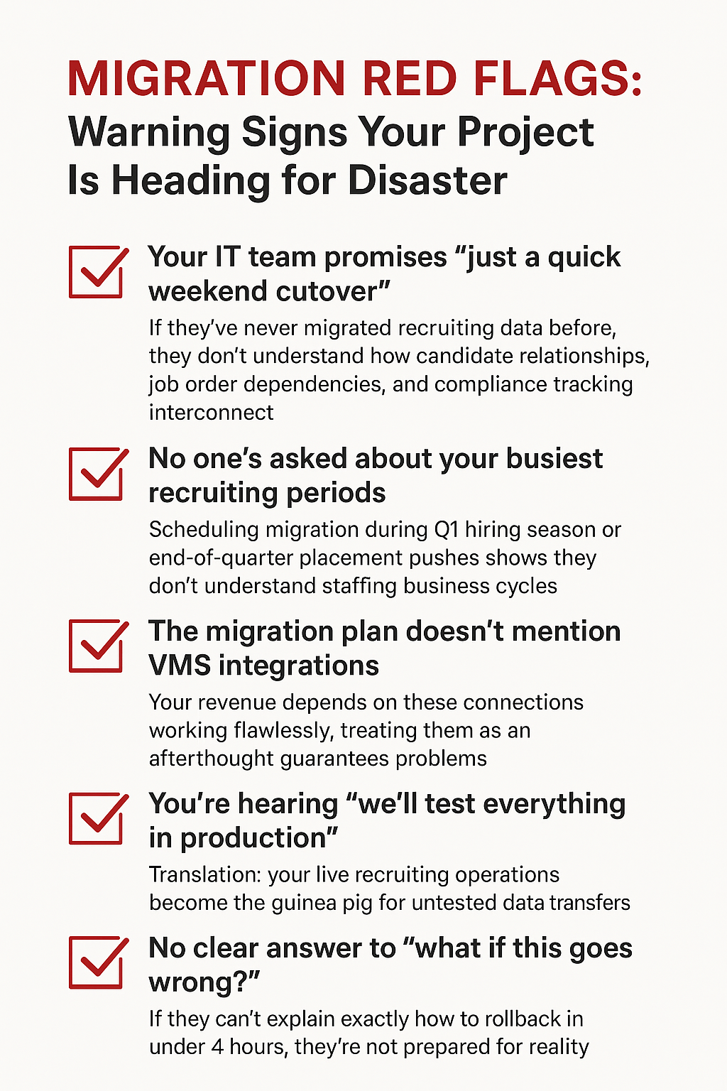 checklist of migration red flags.